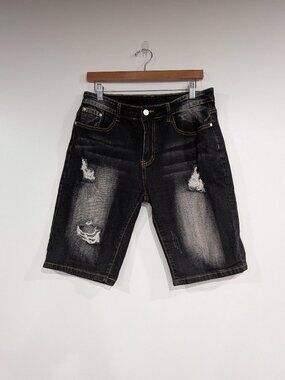 Unbranded Distressed Denim Jean Shorts Black Size 32